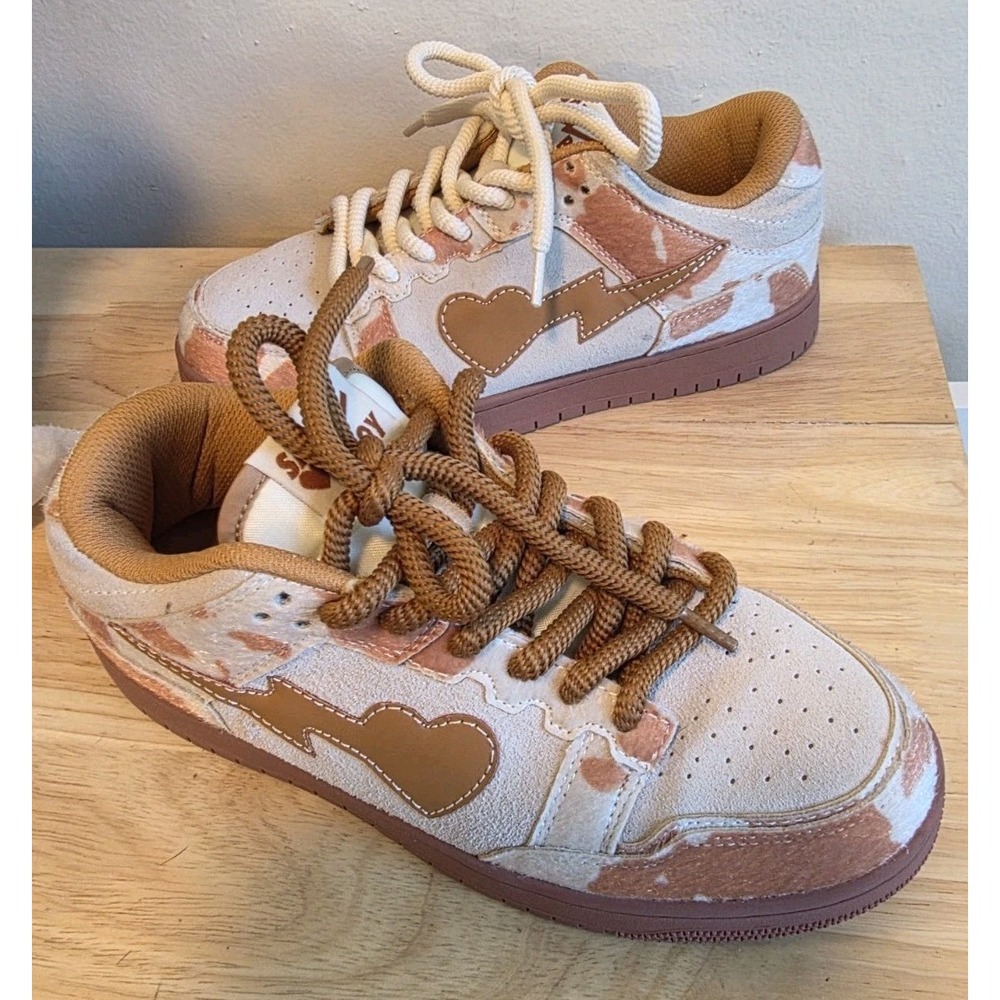 Sad Boy Saga Sneakers Mens 6 Skater Shoes Cow Print Forever Hungry